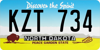 ND license plate KZT734