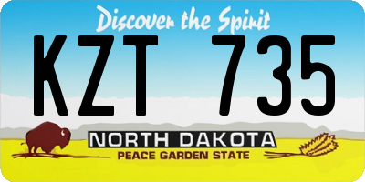 ND license plate KZT735