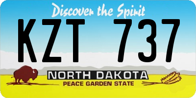 ND license plate KZT737