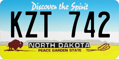 ND license plate KZT742