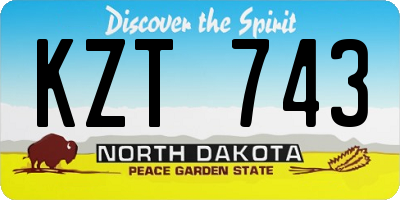 ND license plate KZT743