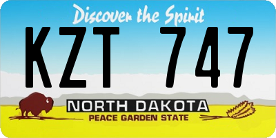 ND license plate KZT747