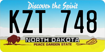 ND license plate KZT748