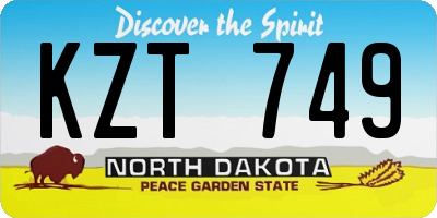 ND license plate KZT749