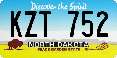 ND license plate KZT752