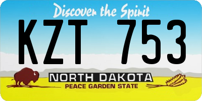 ND license plate KZT753