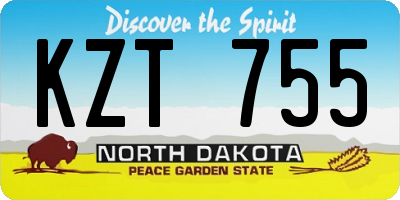 ND license plate KZT755