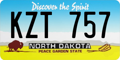 ND license plate KZT757