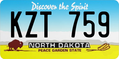 ND license plate KZT759