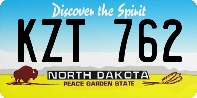 ND license plate KZT762