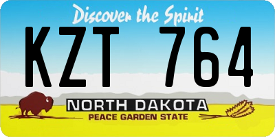 ND license plate KZT764