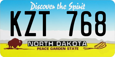 ND license plate KZT768