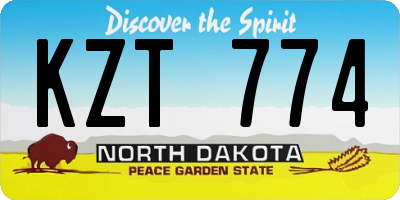 ND license plate KZT774