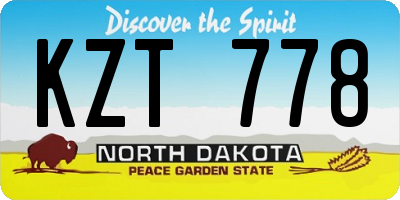 ND license plate KZT778