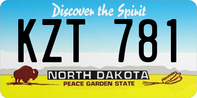 ND license plate KZT781