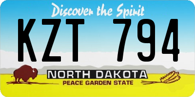 ND license plate KZT794