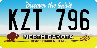 ND license plate KZT796