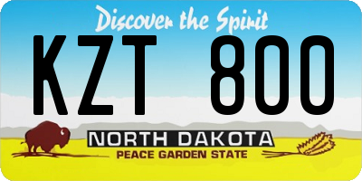 ND license plate KZT800