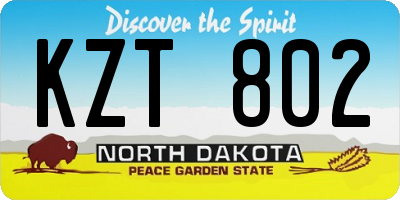 ND license plate KZT802