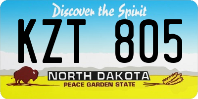 ND license plate KZT805