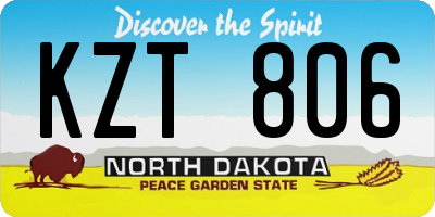 ND license plate KZT806
