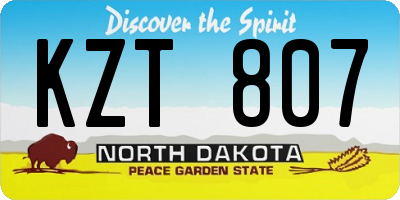 ND license plate KZT807