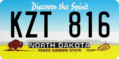 ND license plate KZT816