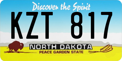 ND license plate KZT817