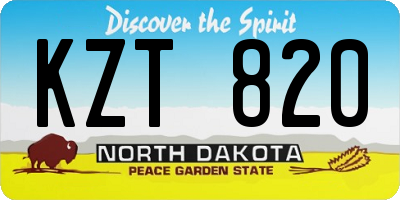 ND license plate KZT820