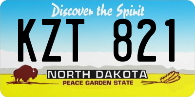 ND license plate KZT821