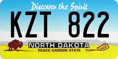 ND license plate KZT822