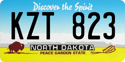 ND license plate KZT823