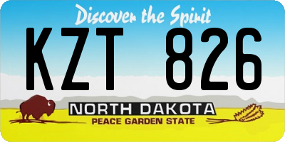 ND license plate KZT826