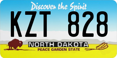 ND license plate KZT828