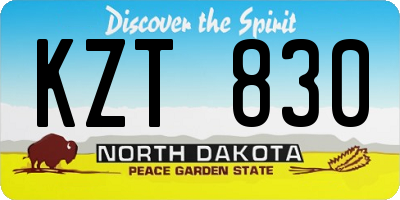 ND license plate KZT830