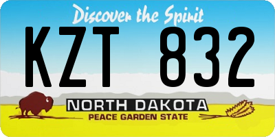 ND license plate KZT832