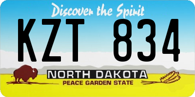 ND license plate KZT834
