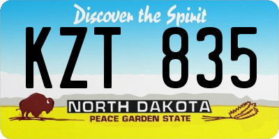 ND license plate KZT835