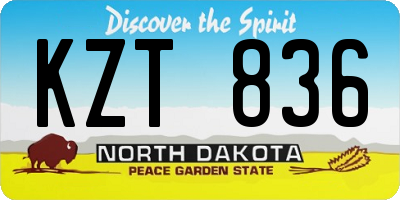 ND license plate KZT836