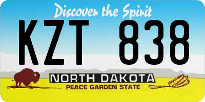 ND license plate KZT838