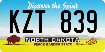 ND license plate KZT839