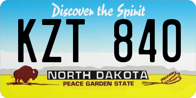 ND license plate KZT840
