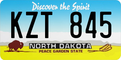 ND license plate KZT845