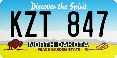 ND license plate KZT847
