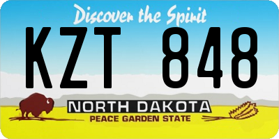 ND license plate KZT848