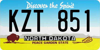 ND license plate KZT851