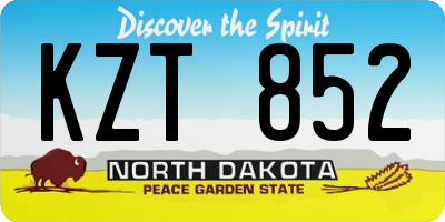 ND license plate KZT852