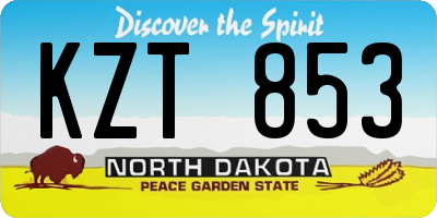 ND license plate KZT853