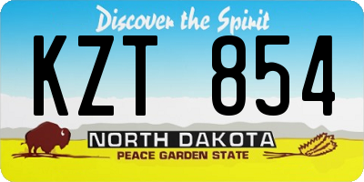 ND license plate KZT854