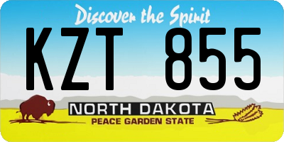 ND license plate KZT855